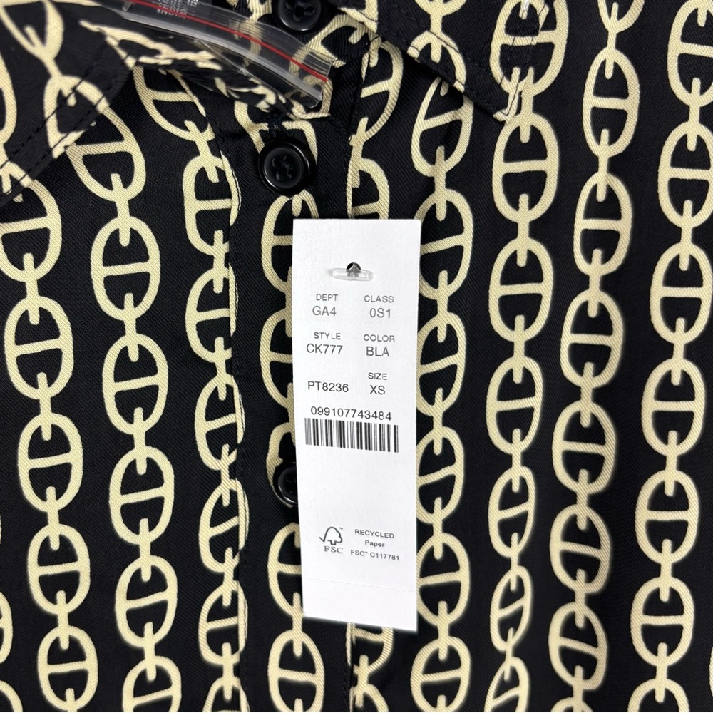 J.Crew Amelia popover shirt-dress in chain print Size XS Pockets Viscose Ruffle - Picture 9 of 11